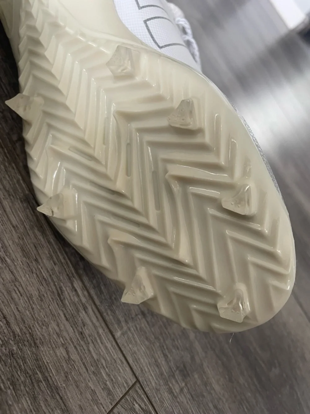 adidas White Soccer Cleats with Silver Stripes